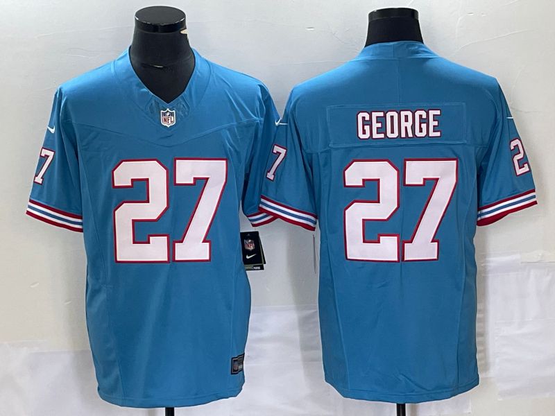 Men Tennessee Titans #27 George Light Blue Nike Throwback Vapor Limited NFL Jersey